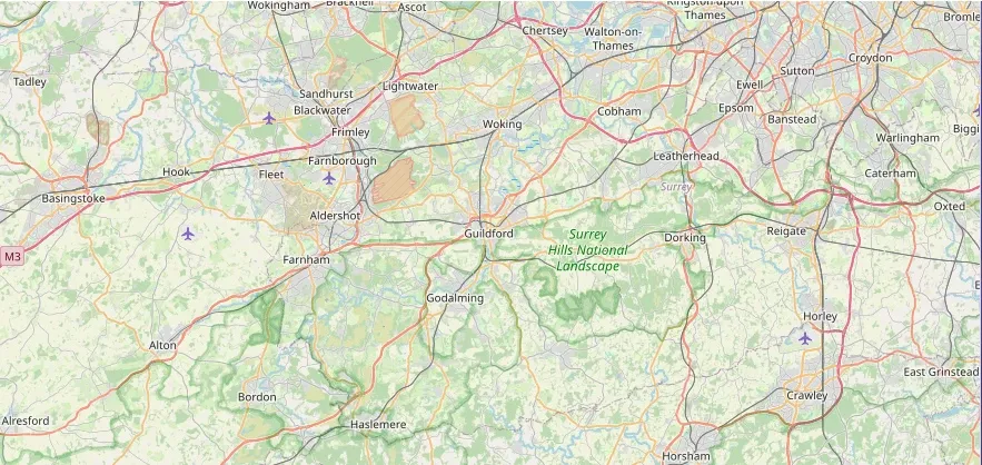 Map of the Guildford area we cover